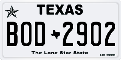 TX license plate BOD2902