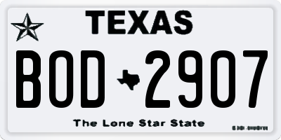 TX license plate BOD2907