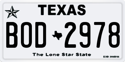 TX license plate BOD2978