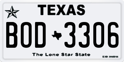TX license plate BOD3306