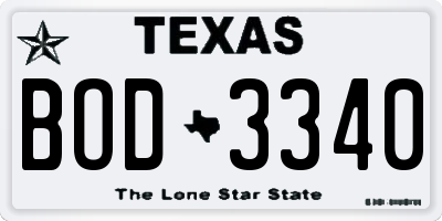 TX license plate BOD3340