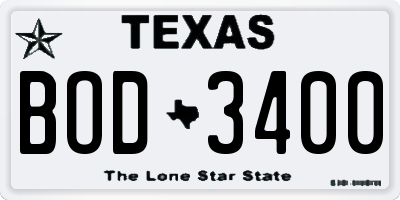 TX license plate BOD3400