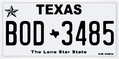 TX license plate BOD3485