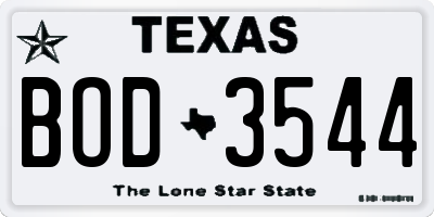 TX license plate BOD3544