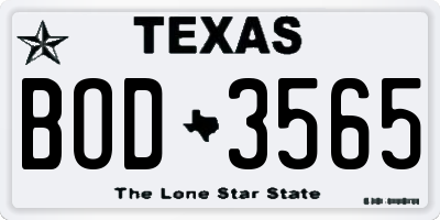 TX license plate BOD3565
