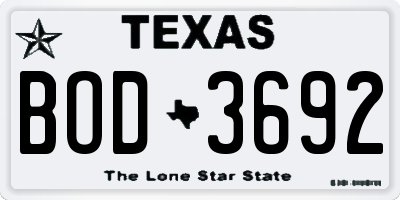 TX license plate BOD3692