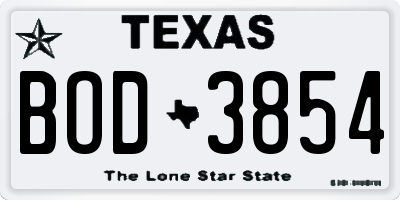 TX license plate BOD3854