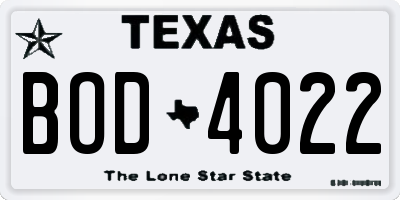 TX license plate BOD4022