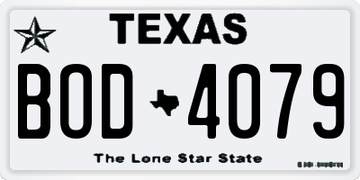 TX license plate BOD4079
