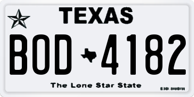 TX license plate BOD4182
