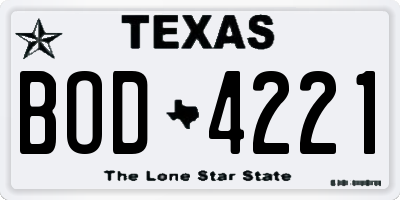 TX license plate BOD4221