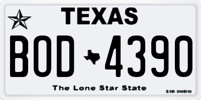 TX license plate BOD4390