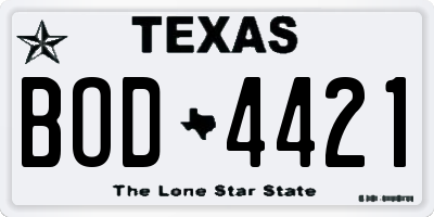 TX license plate BOD4421
