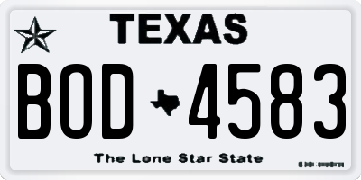 TX license plate BOD4583