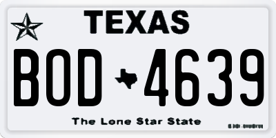 TX license plate BOD4639