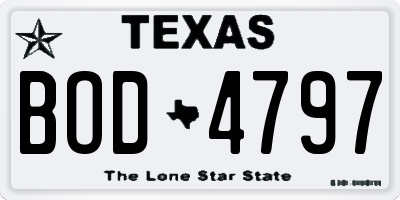 TX license plate BOD4797