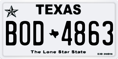 TX license plate BOD4863