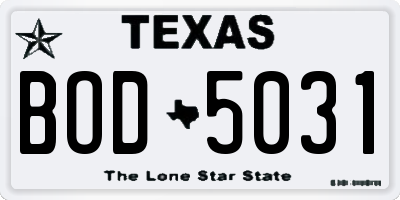 TX license plate BOD5031