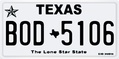 TX license plate BOD5106