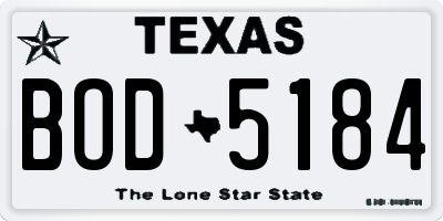 TX license plate BOD5184