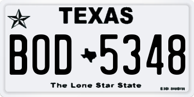TX license plate BOD5348