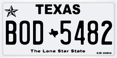 TX license plate BOD5482