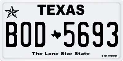 TX license plate BOD5693