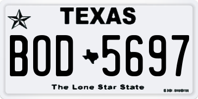 TX license plate BOD5697