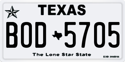 TX license plate BOD5705