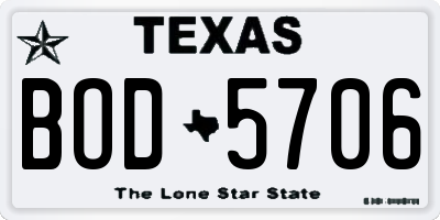TX license plate BOD5706