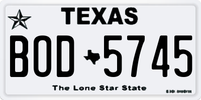 TX license plate BOD5745