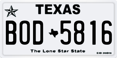 TX license plate BOD5816