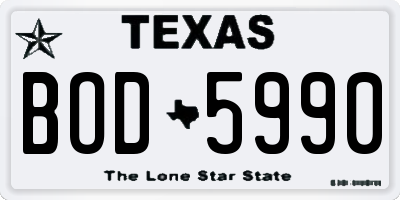 TX license plate BOD5990