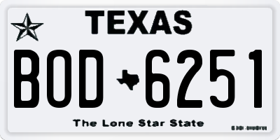 TX license plate BOD6251