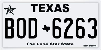 TX license plate BOD6263