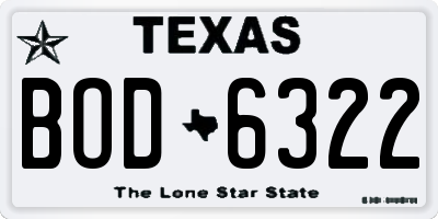 TX license plate BOD6322