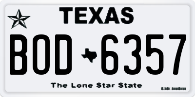 TX license plate BOD6357