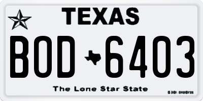 TX license plate BOD6403