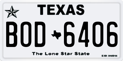 TX license plate BOD6406