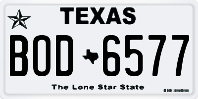 TX license plate BOD6577