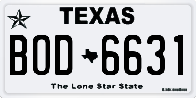 TX license plate BOD6631