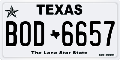 TX license plate BOD6657