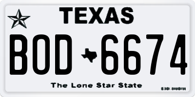 TX license plate BOD6674