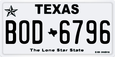 TX license plate BOD6796