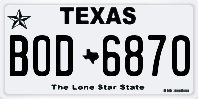 TX license plate BOD6870
