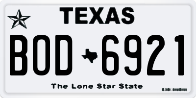 TX license plate BOD6921