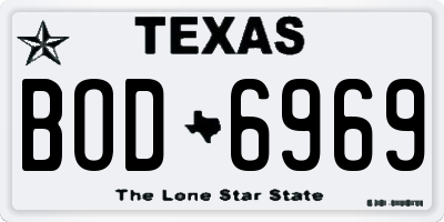 TX license plate BOD6969