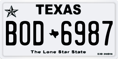 TX license plate BOD6987