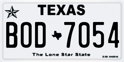 TX license plate BOD7054