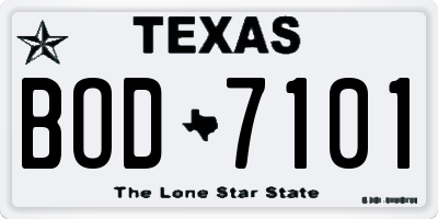 TX license plate BOD7101